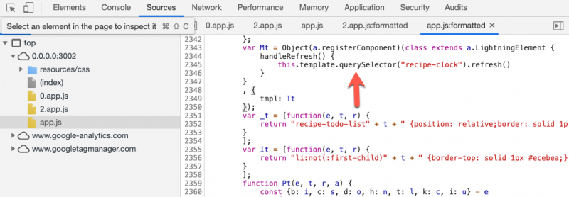 Source code in webpack production build