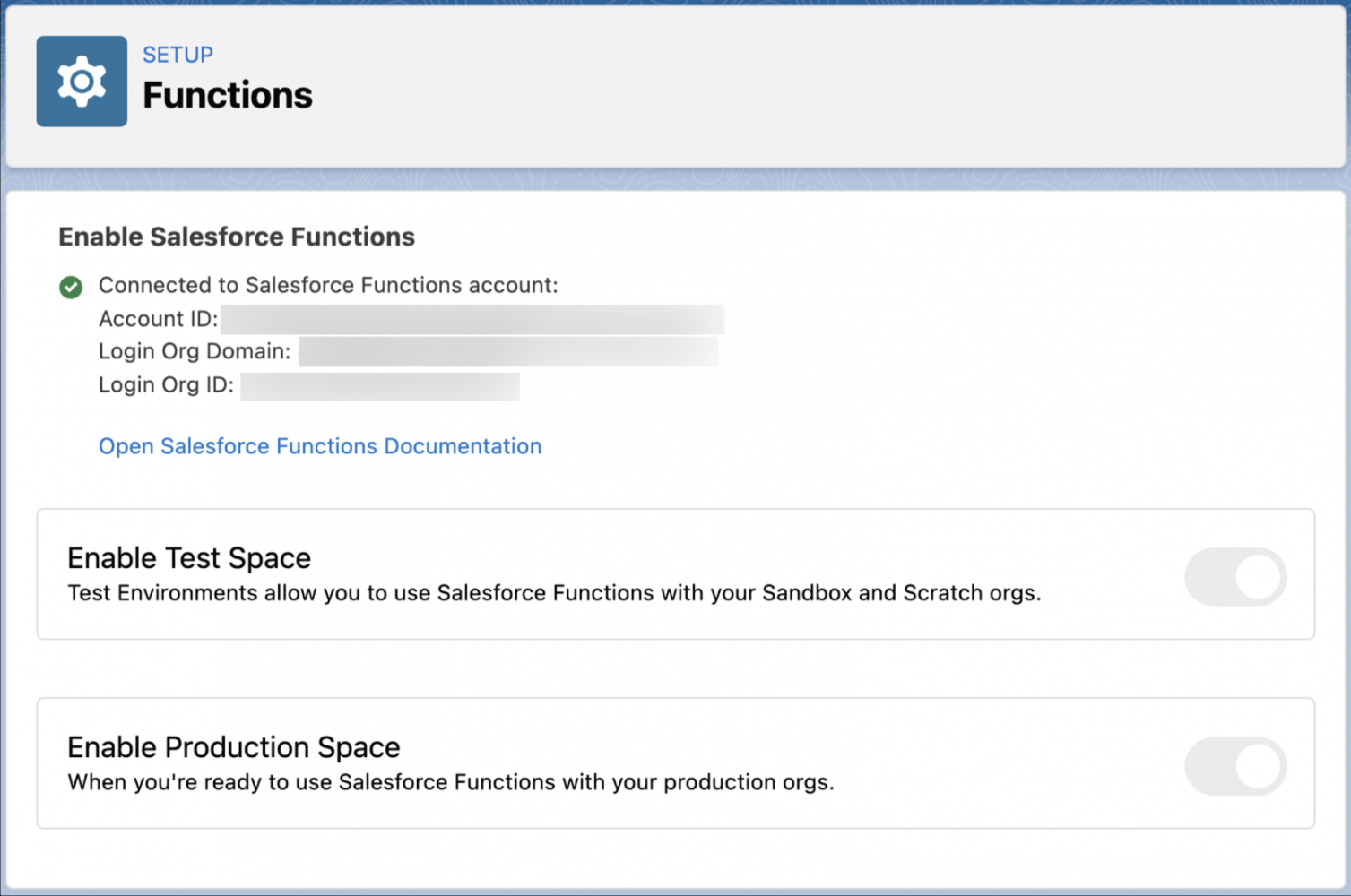 Enable Salesforce Functions from setup page