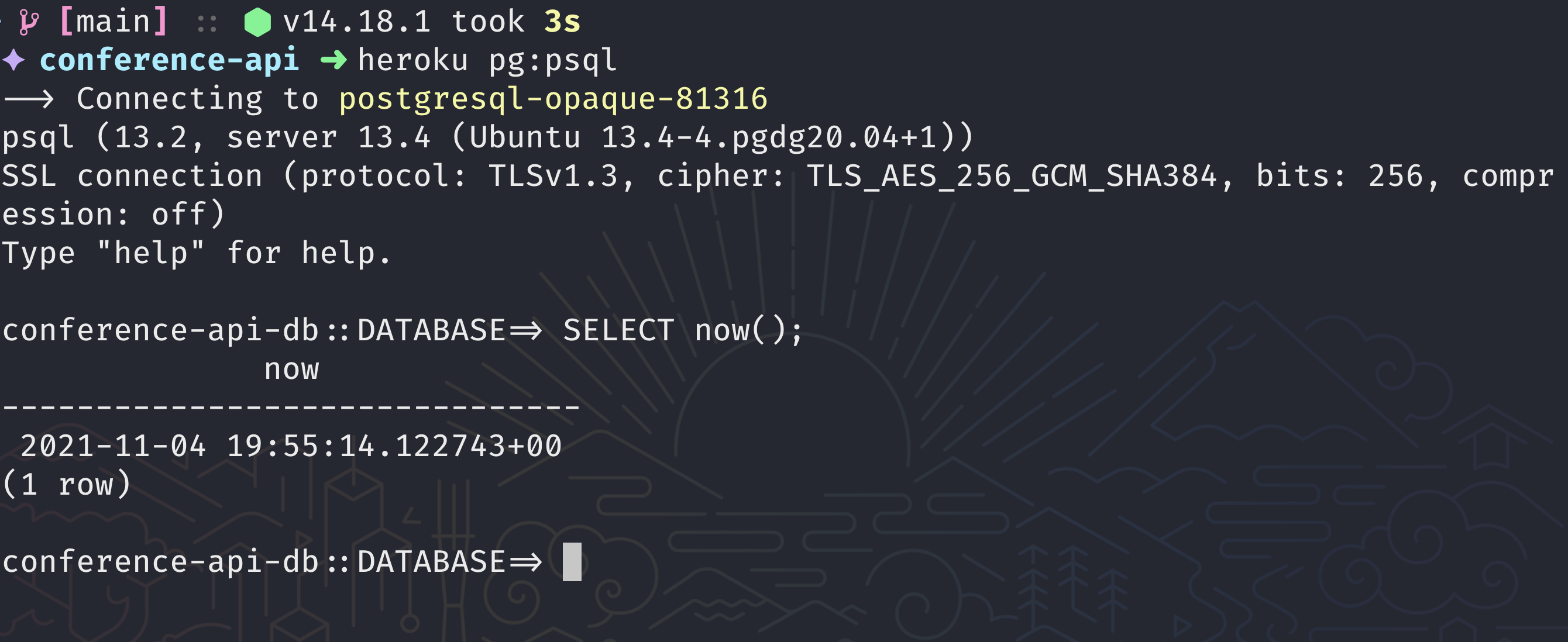 psql running through the Heroku CLI