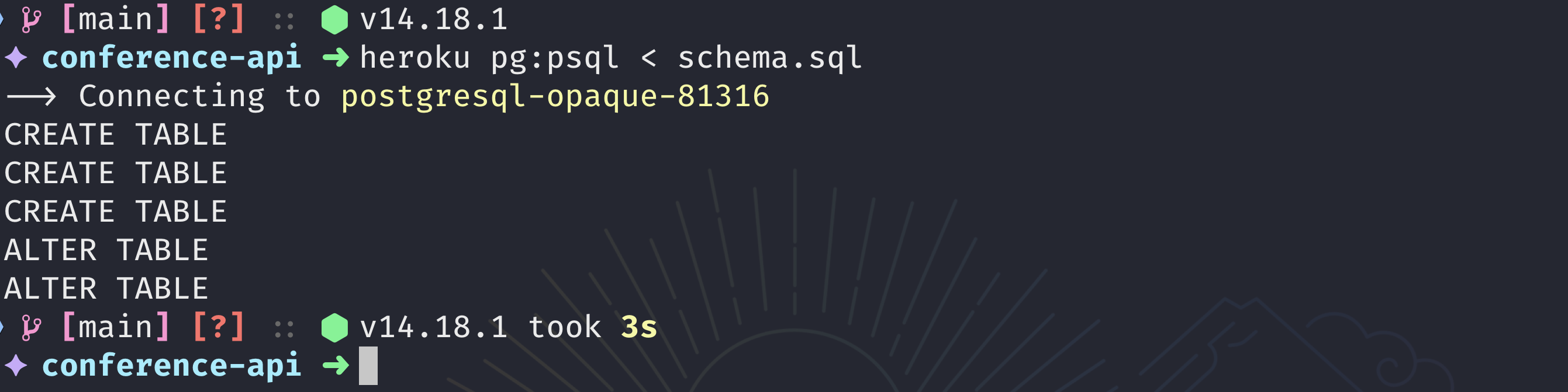 Database schema created successfully.
