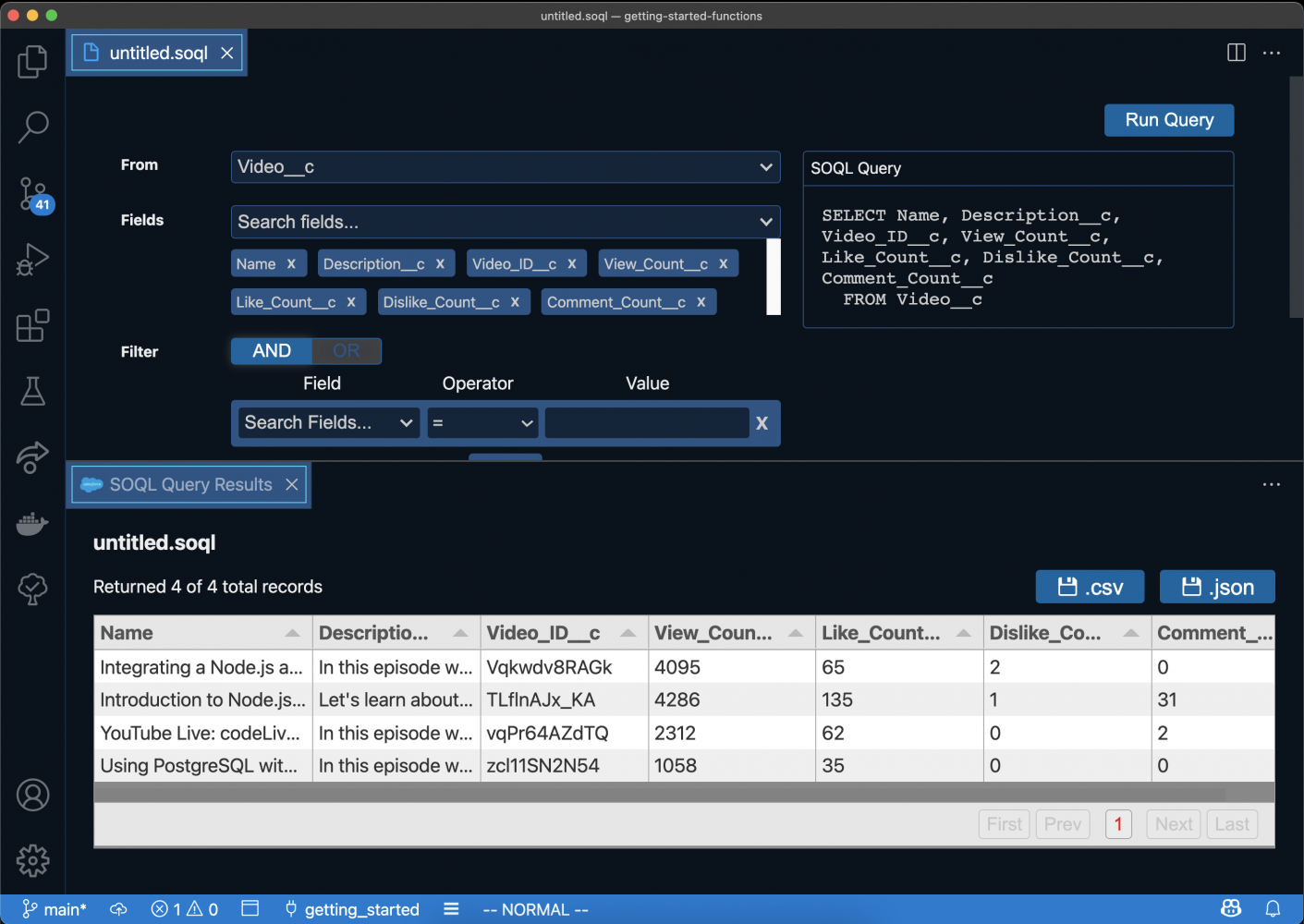 Query results from SOQL Query Builder