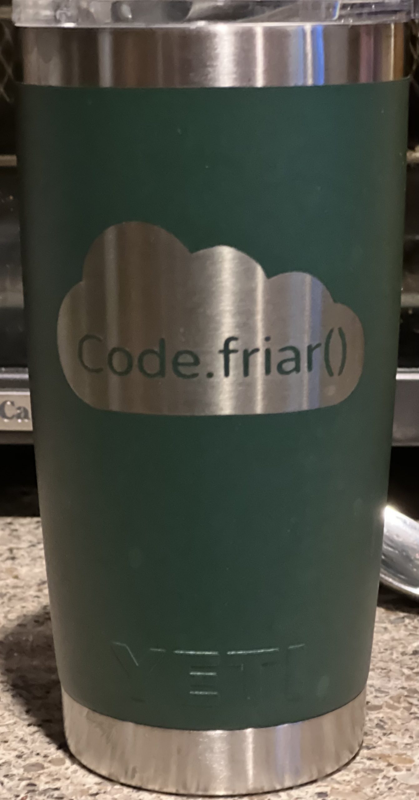 My coffee cup (one with a codeFriar logo)