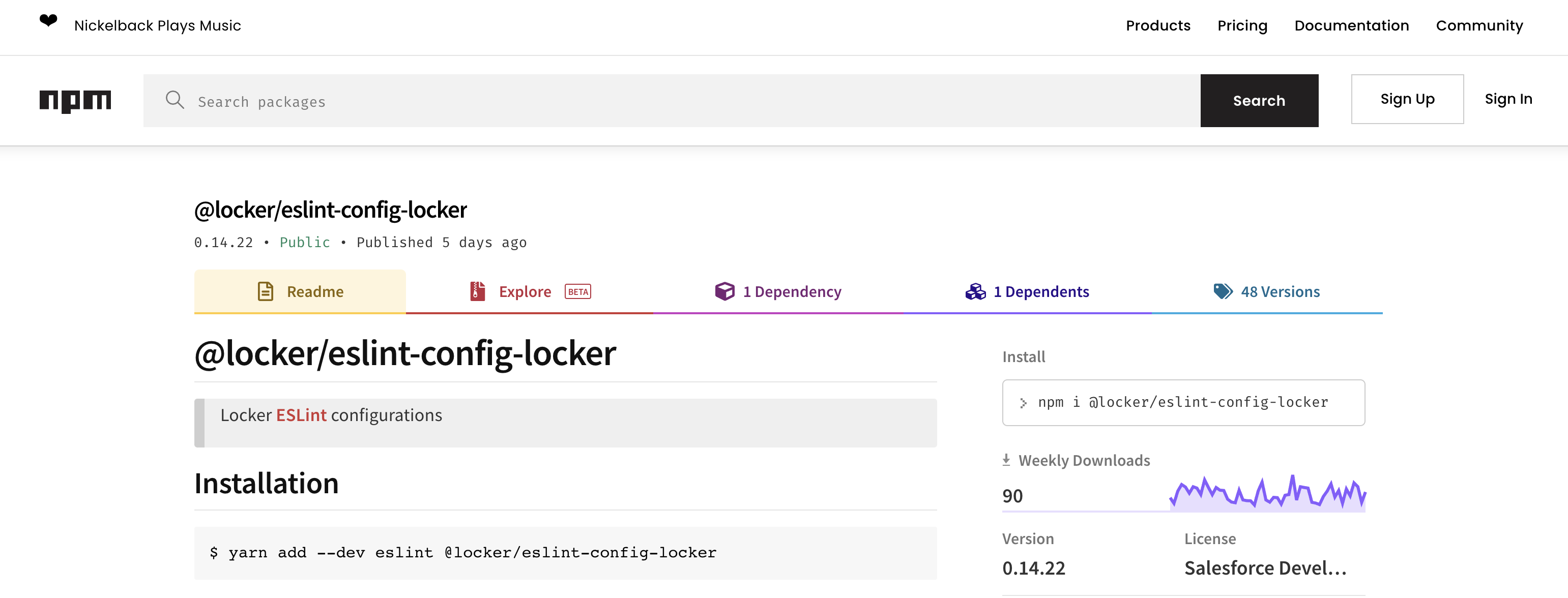 page for @locker/eslint-config-locker package on npm