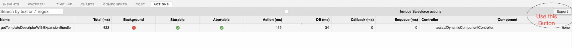 Representation of the Community Optimizer Actions tab for export