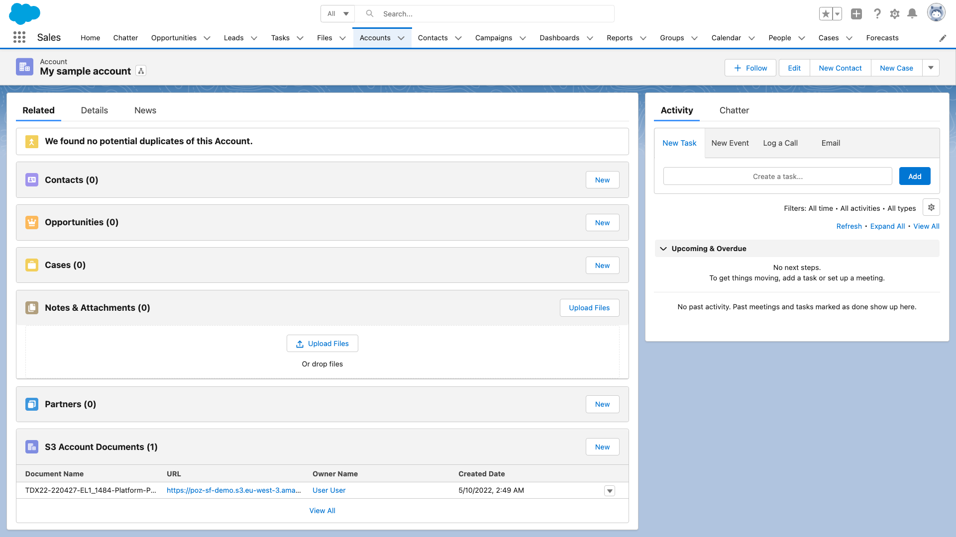 *Screenshot of an account record with a S3 Account Document attached* 