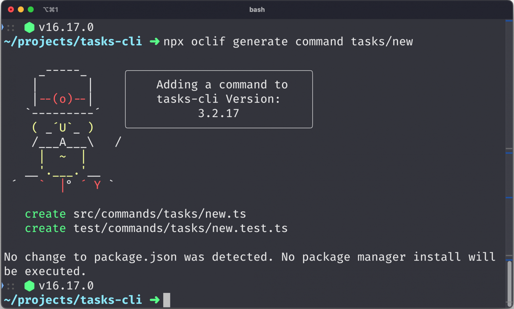 oclif generating a new command