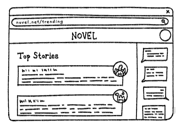 Top stories displayed in our hypothetical app, Novel