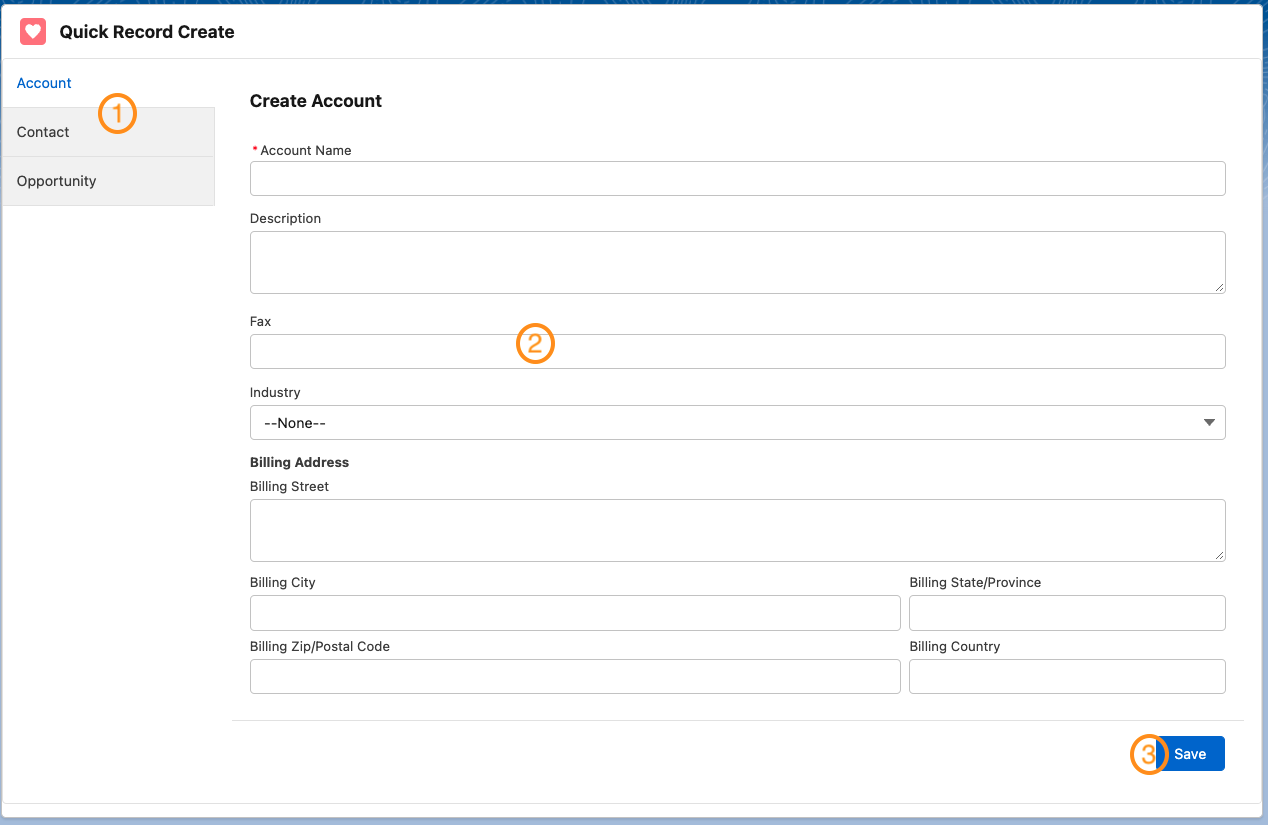 Quick Record Create component built using a flow in LWC