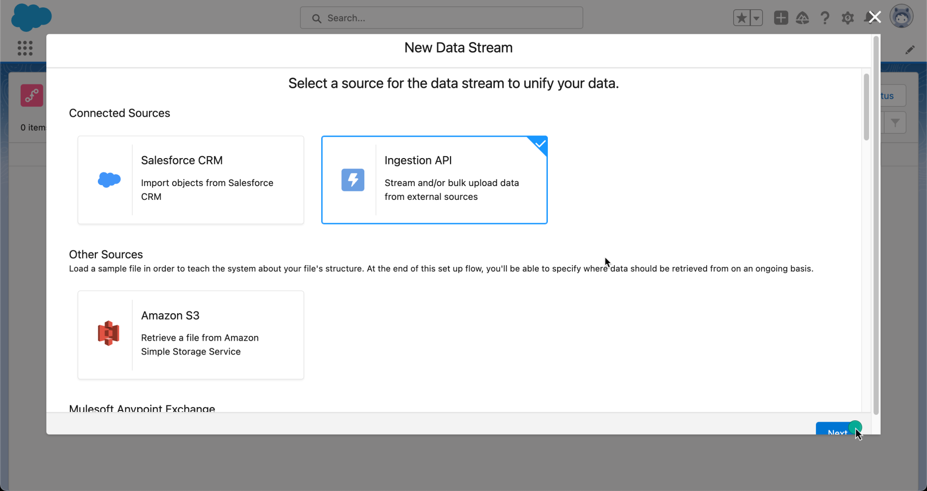 Create a new Ingestion API data stream