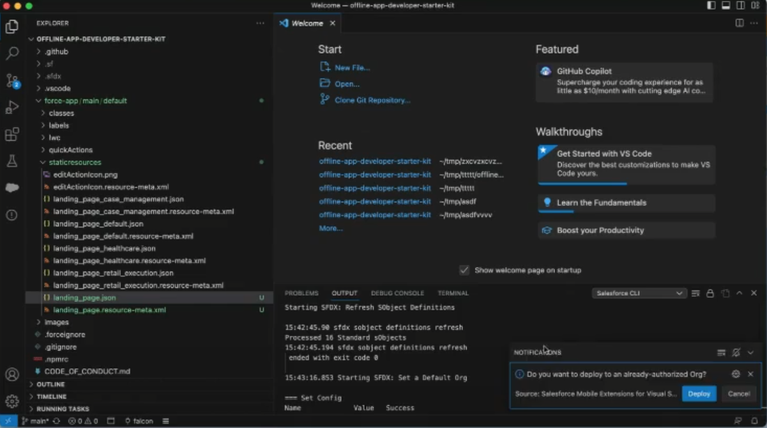 Salesforce Mobile extensions for Visual Studio Code, Deploying Configurations