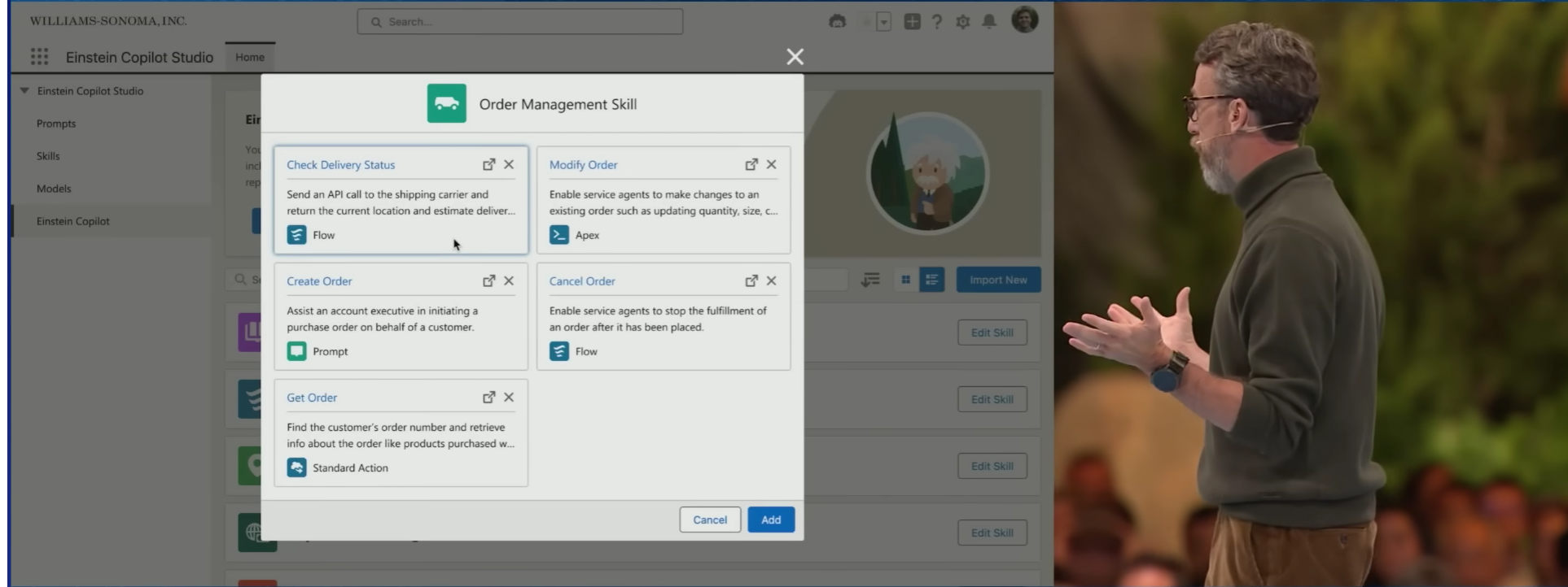 Demo of Einstein Copilot Studio in the Dreamforce Main Keynote