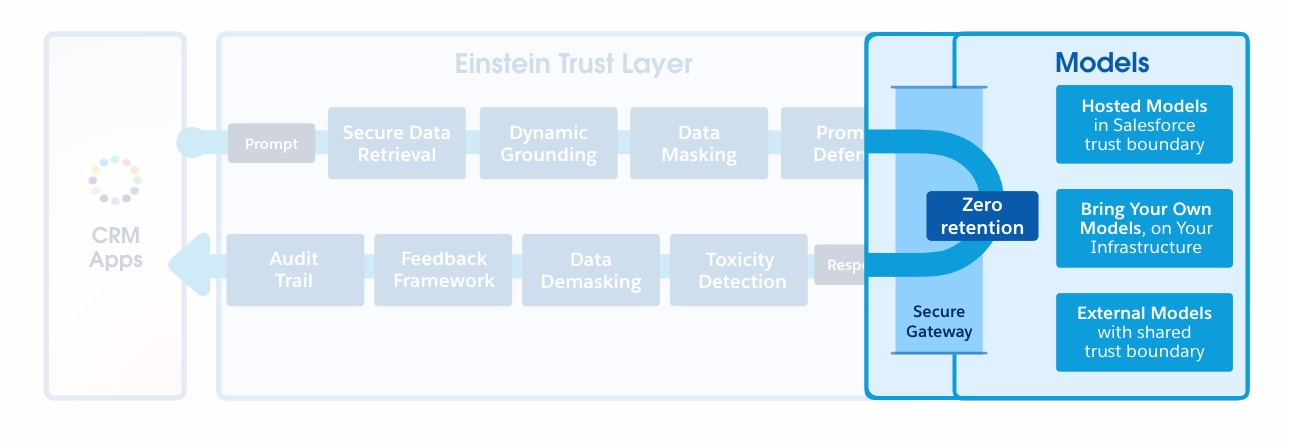 The Einstein Trust Layer highlighting the large language model gateway