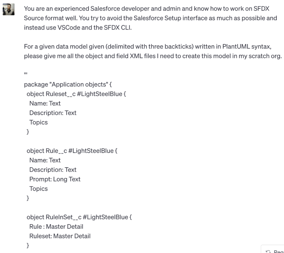 PlantUML code for the data model