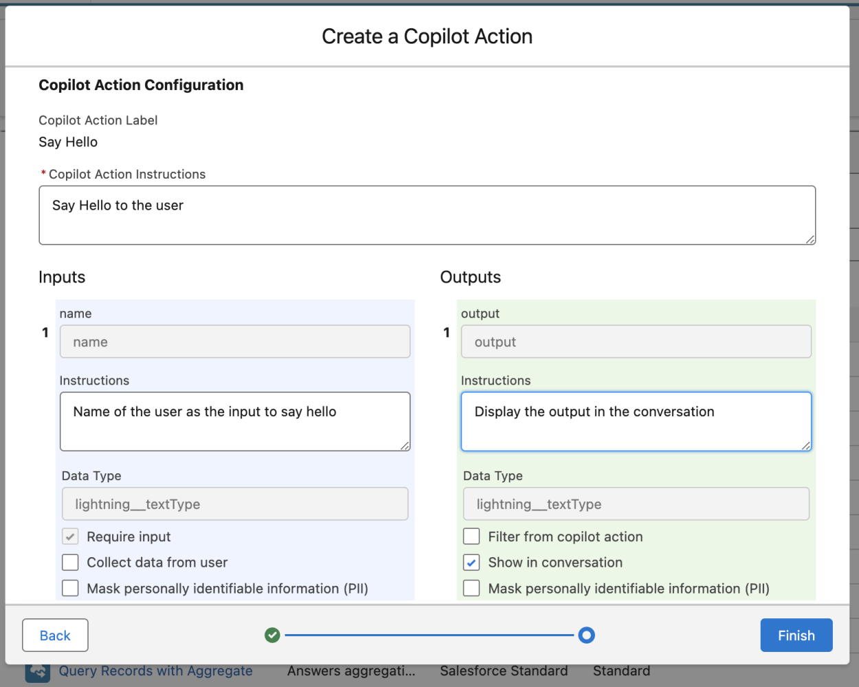 Configuring an Apex action in Copilot Builder