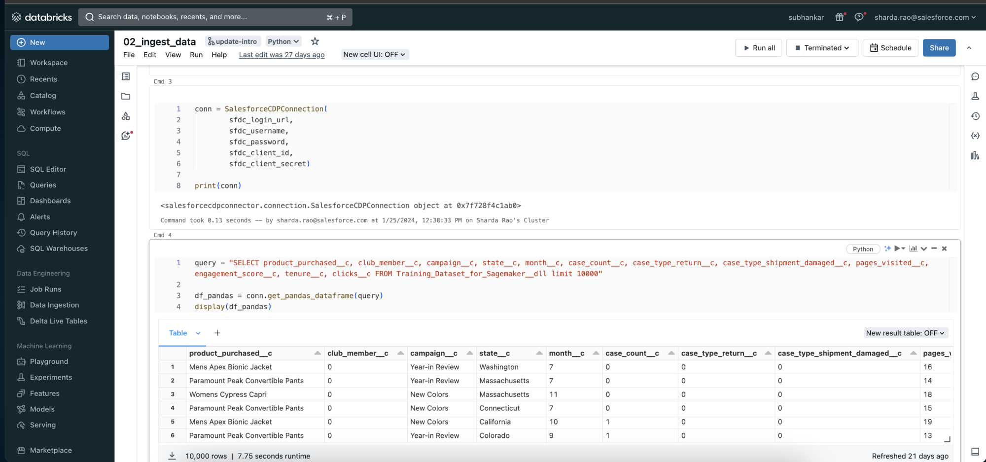 Notebook interface to ingest, explore, and select statistically relevant predictors