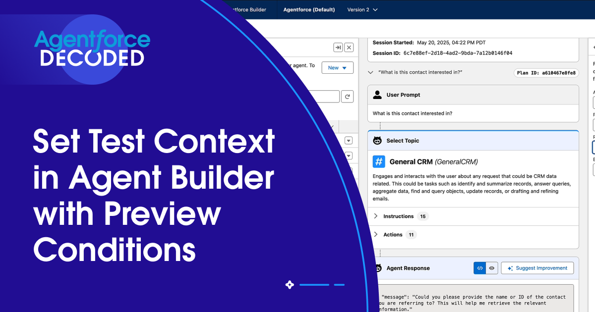 Set Test Context in Agent Builder with Preview Conditions