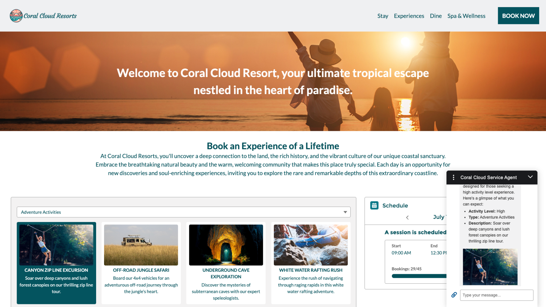 Screenshot of the Experience Cloud site for the Coral Cloud sample app