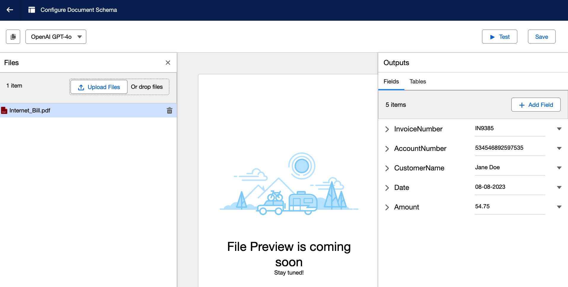 Document AI schema config UI