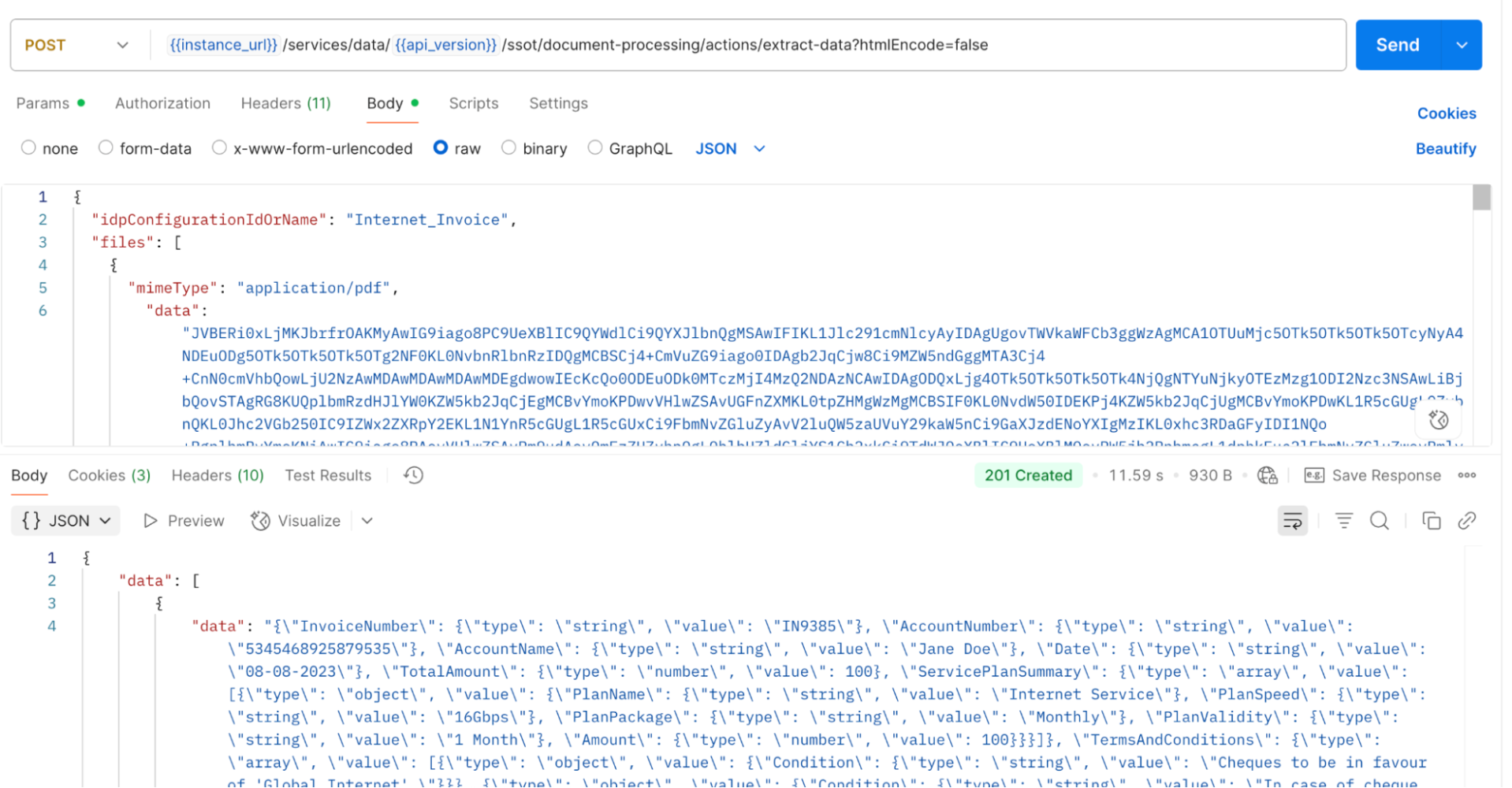 Document AI’s API response