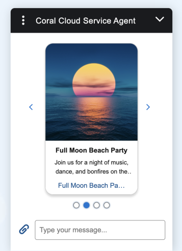 Screenshot of a rich choice showing one of four Coral Cloud experiences
