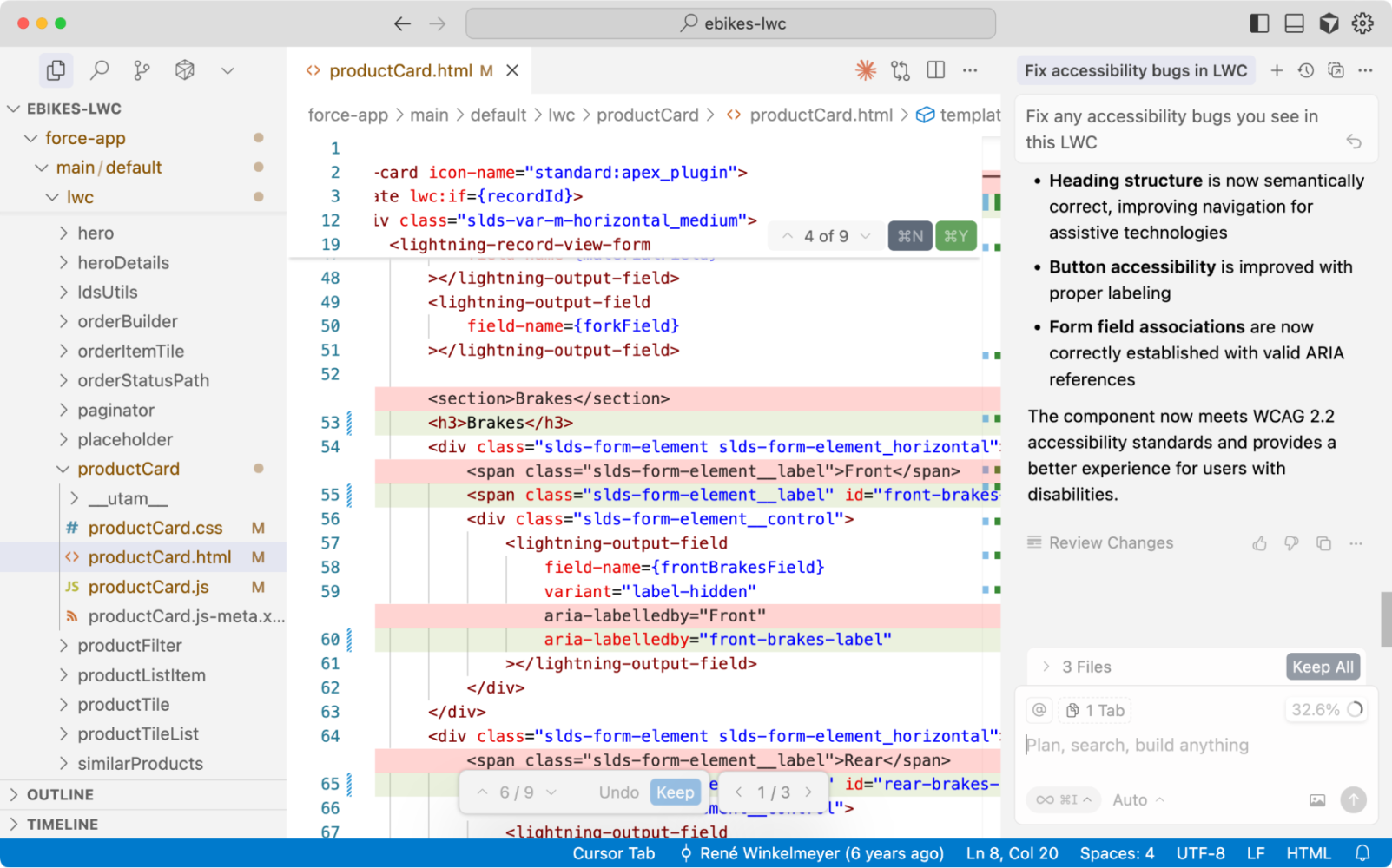 Screenshot of the completed review in Cursor.