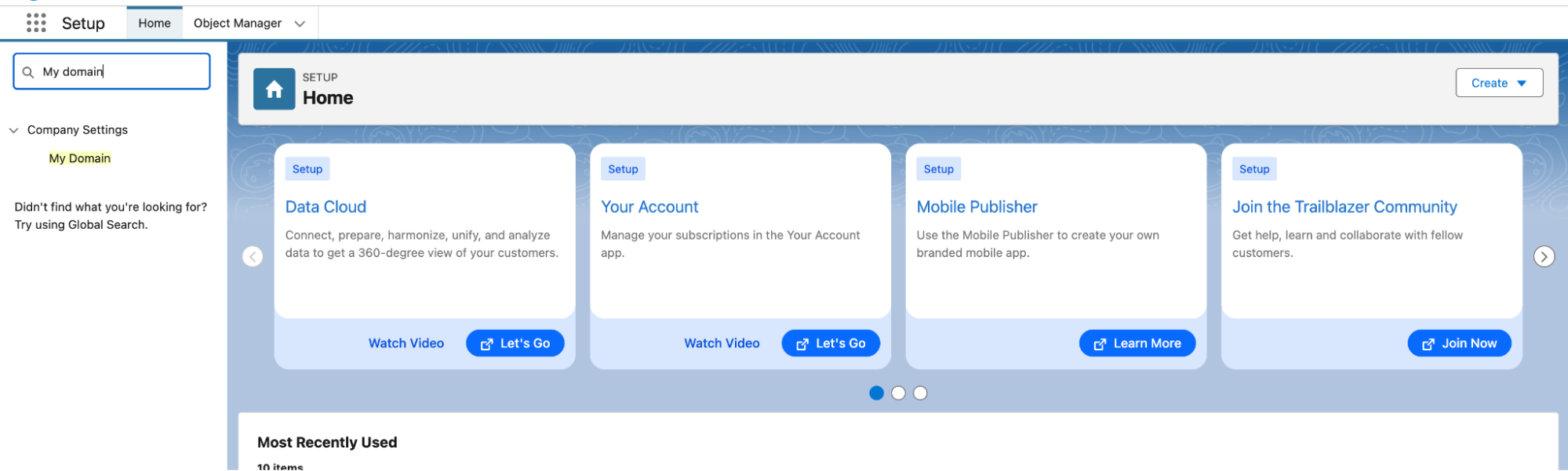 Searching for the My Domain URL in Data 360