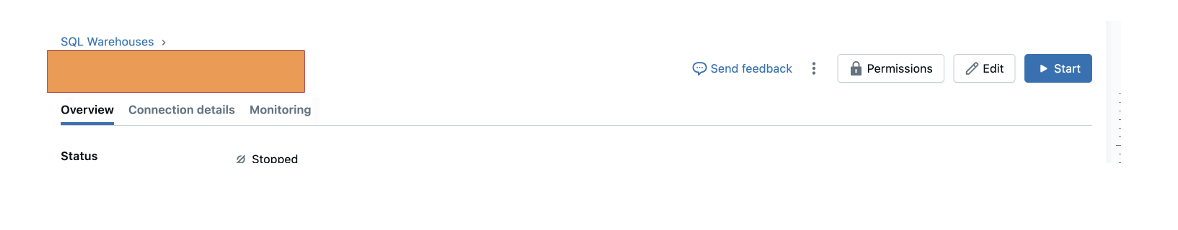 DBX instance page showing the Permissions button
