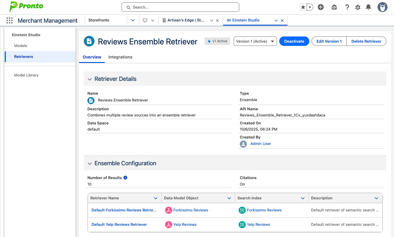 Screenshot of an ensemble retriever that combines two retrievers for customer reviews