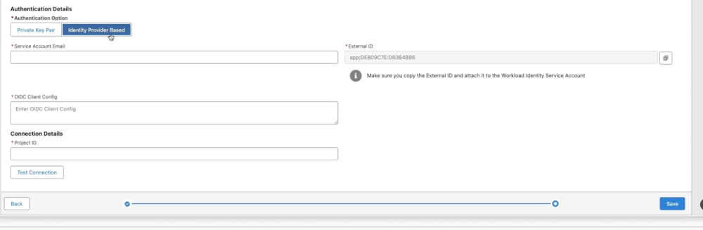 External ID field on the Google BigQuery Connector page in Data 360