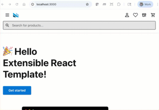 Screenshot of a browser showing the product categories on the new page