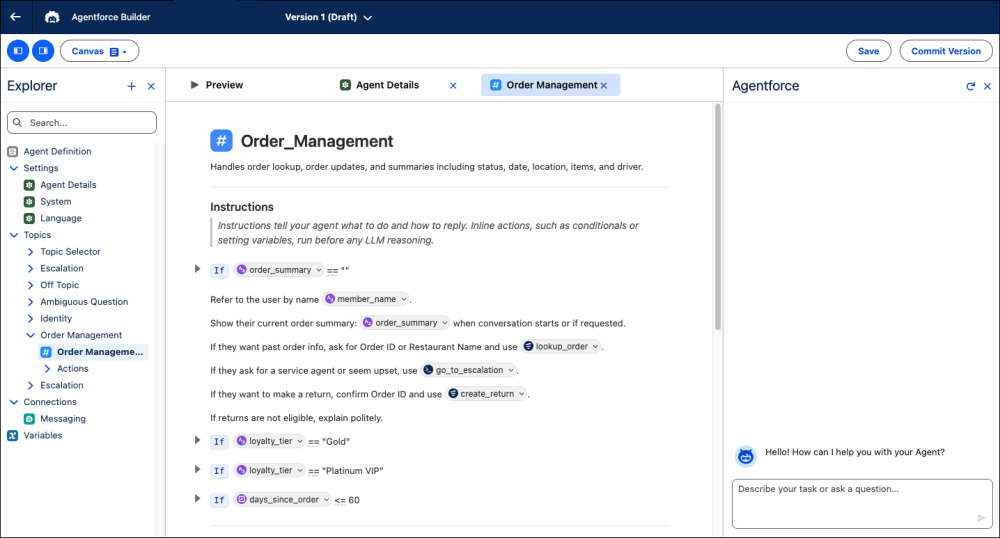 New Agent Builder in Canvas mode