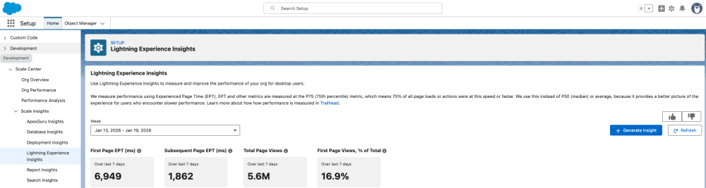 Screenshot of Performance Overview in Lightning Experience Insights