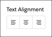 A text-alignment editor with buttons for left, center, and right alignment.