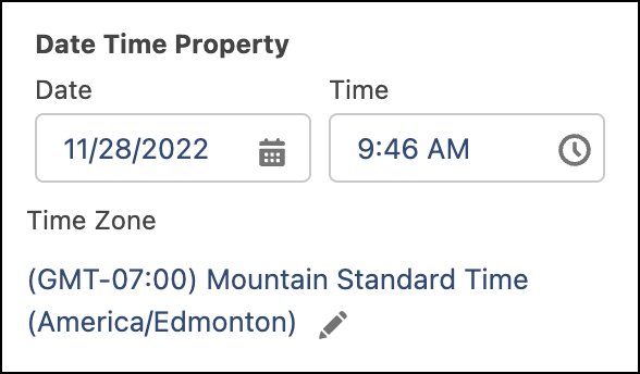 The default property editor for the Lightning type lightning__dateTimeType.