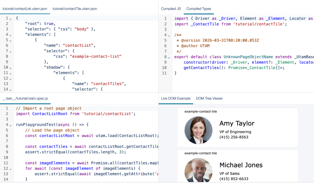 Screenshot of example UTAM code