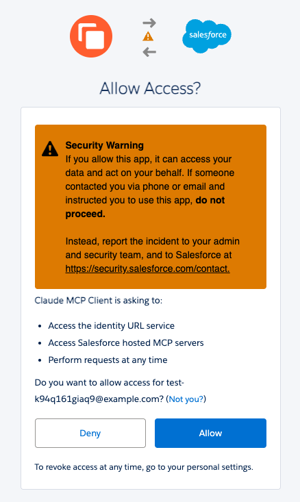Screenshot of the dialog asking to grant access to the MCP server