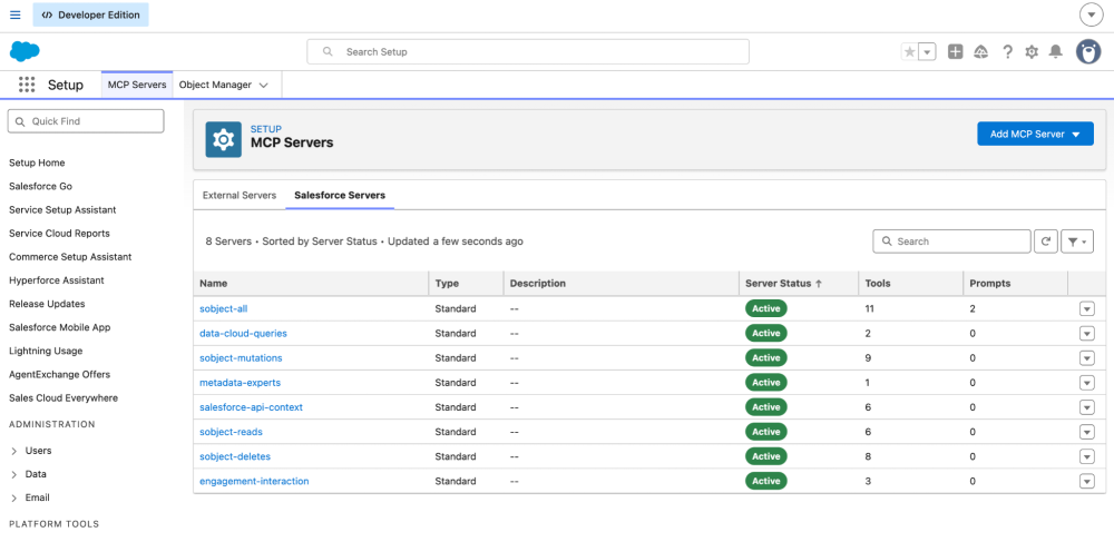 Salesforce Hosted Standard MCP Servers