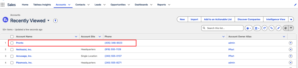 Salesforce Home page displaying the Account Creation Form componentAdvanced use cases
