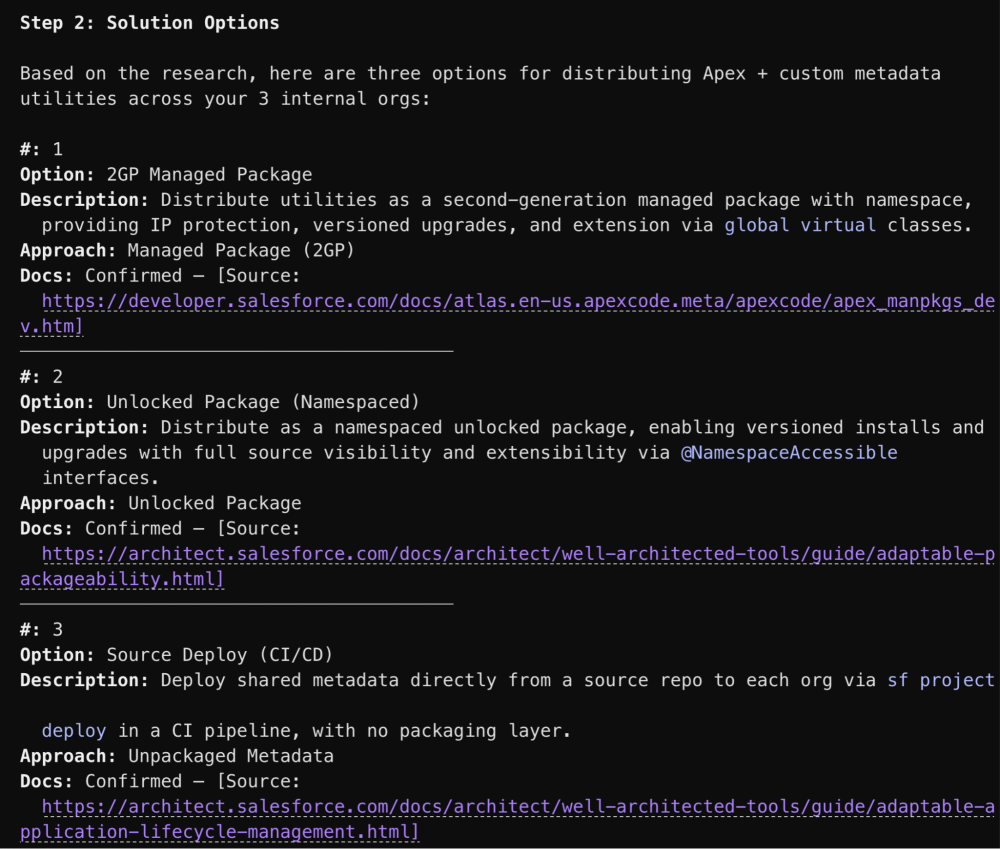 Options delivered based on trusted sources