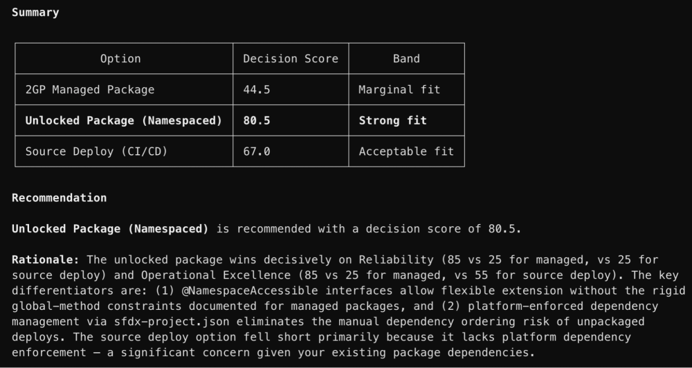 An example confidence score from a decision based on user guidance