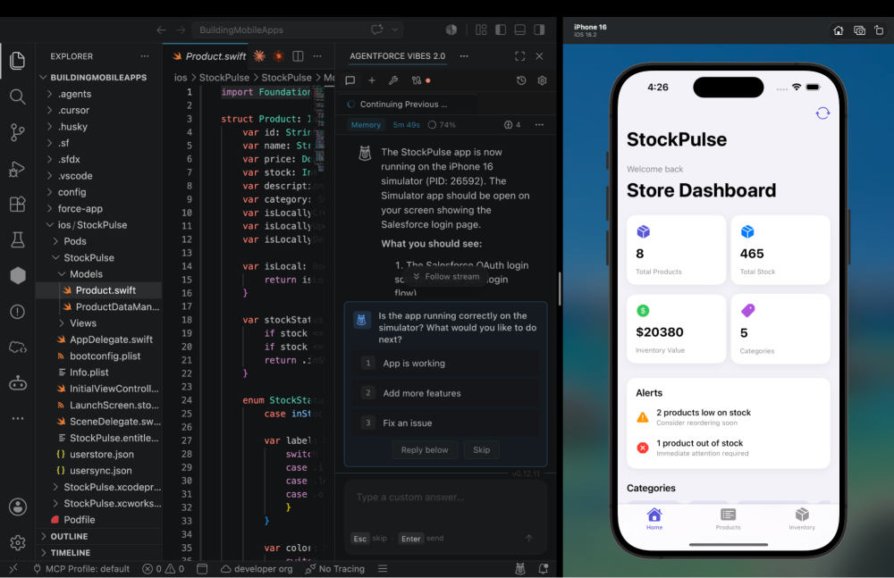 Screenshot showing the home page of the app in the simulator