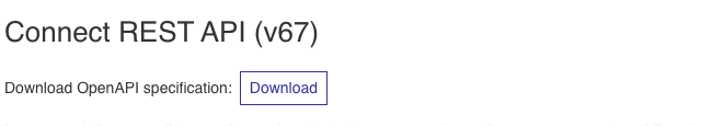 Screenshot of the OpenAPI Specification download button.
