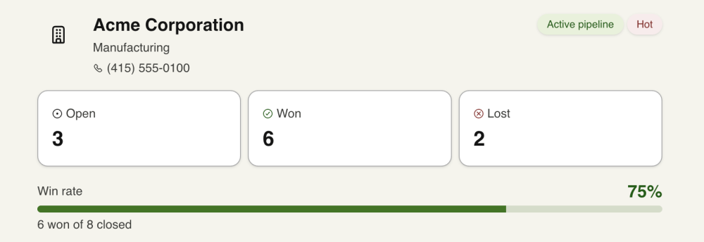 An account card widget made with JSON.