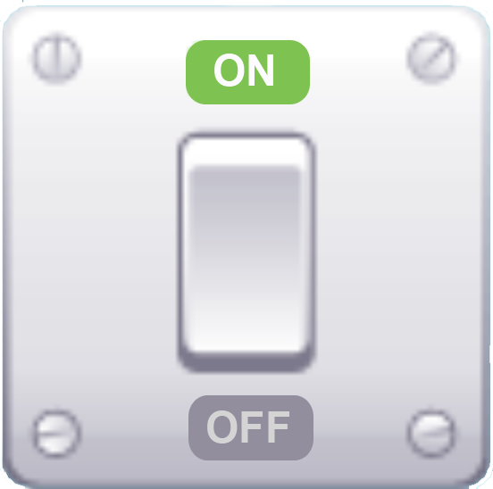 Graphic of an on/off switch flipped to on