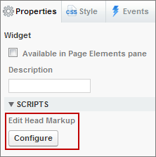 The Configure scripts button in the Properties pane