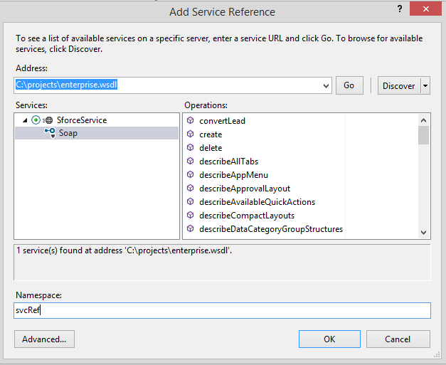 Dialog to add a WCF service reference to a .NET project