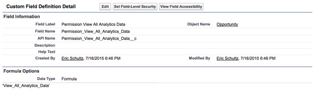 Create a formula field on object that always evaluates to ‘View_All_Analytics_Data’