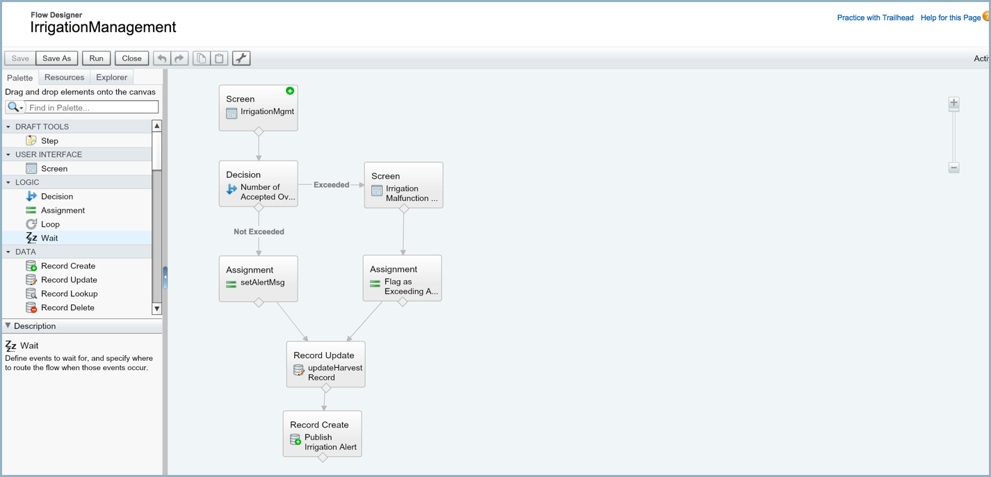 Finished flow on flow designer canvas