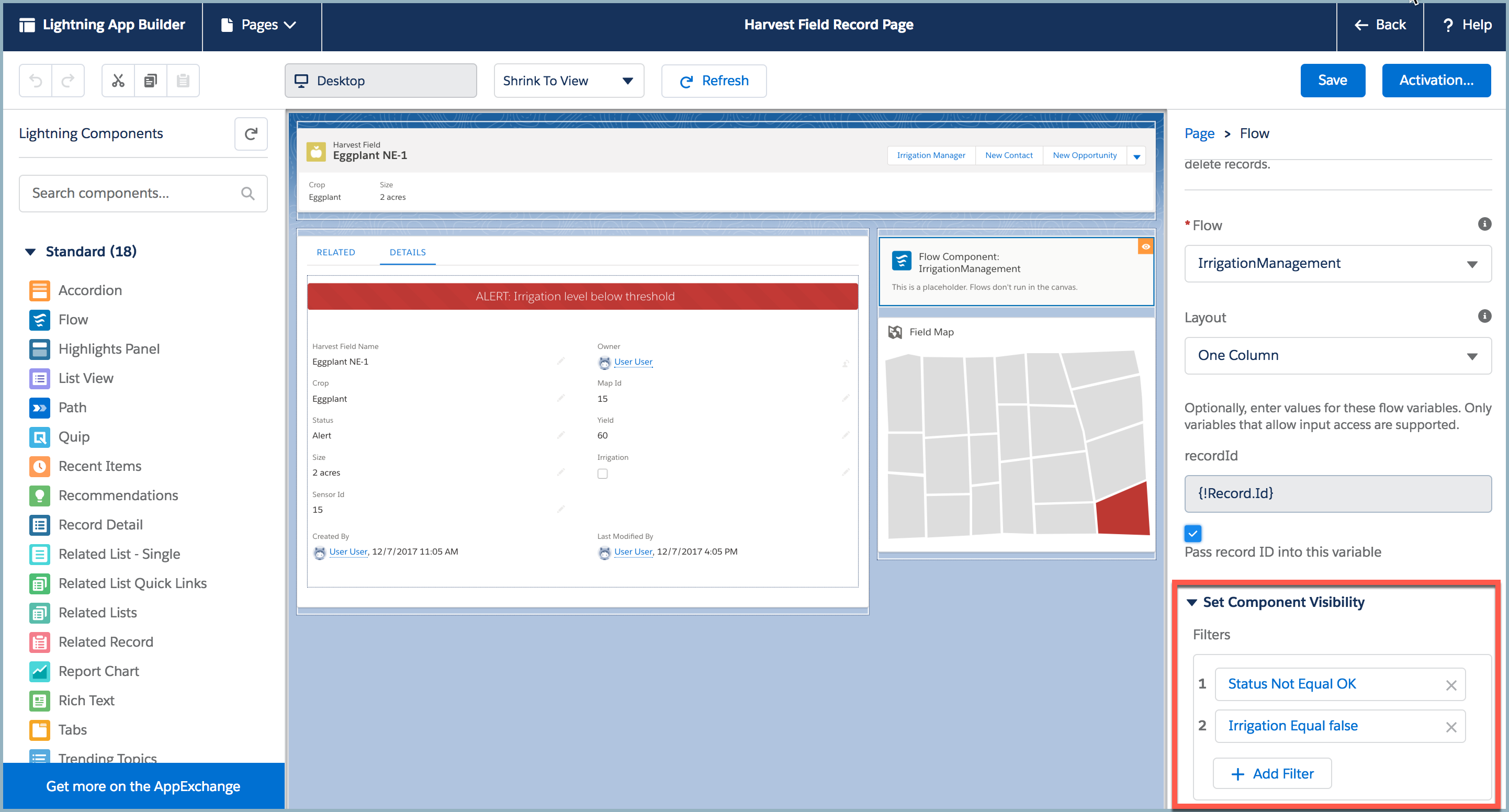 Component with visibility filter in Lightning App Builder