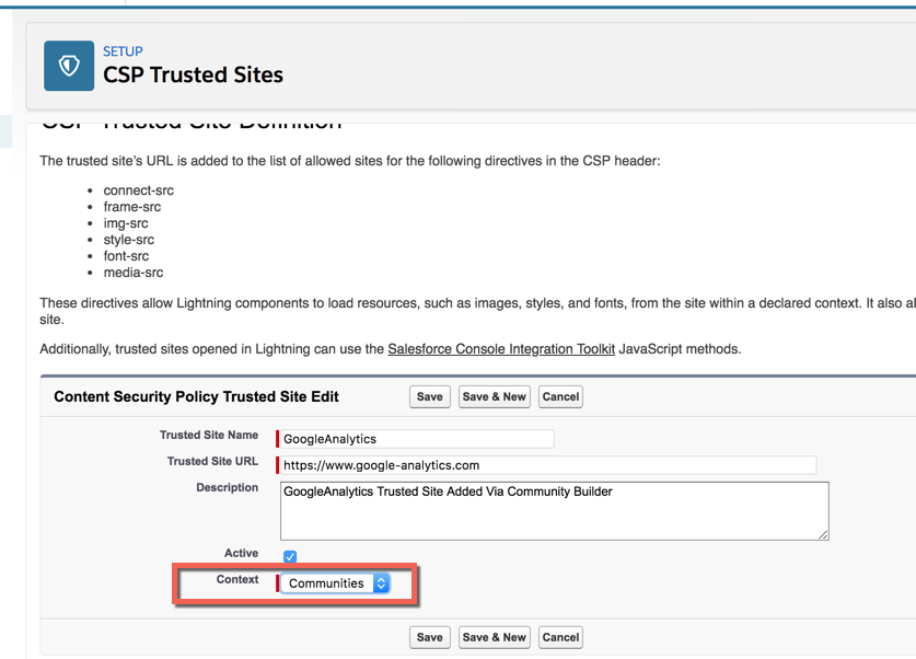  Create GTM-specific Trusted Site entries with Communities Context